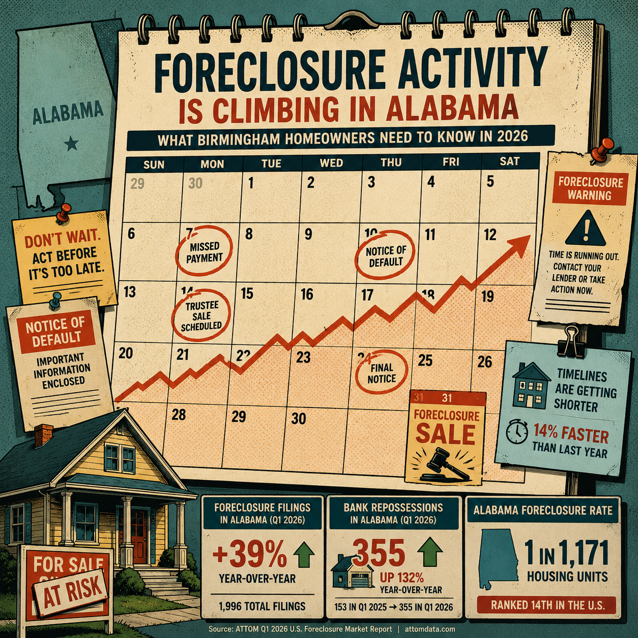 Foreclosure activity climbing in Alabama in 2026