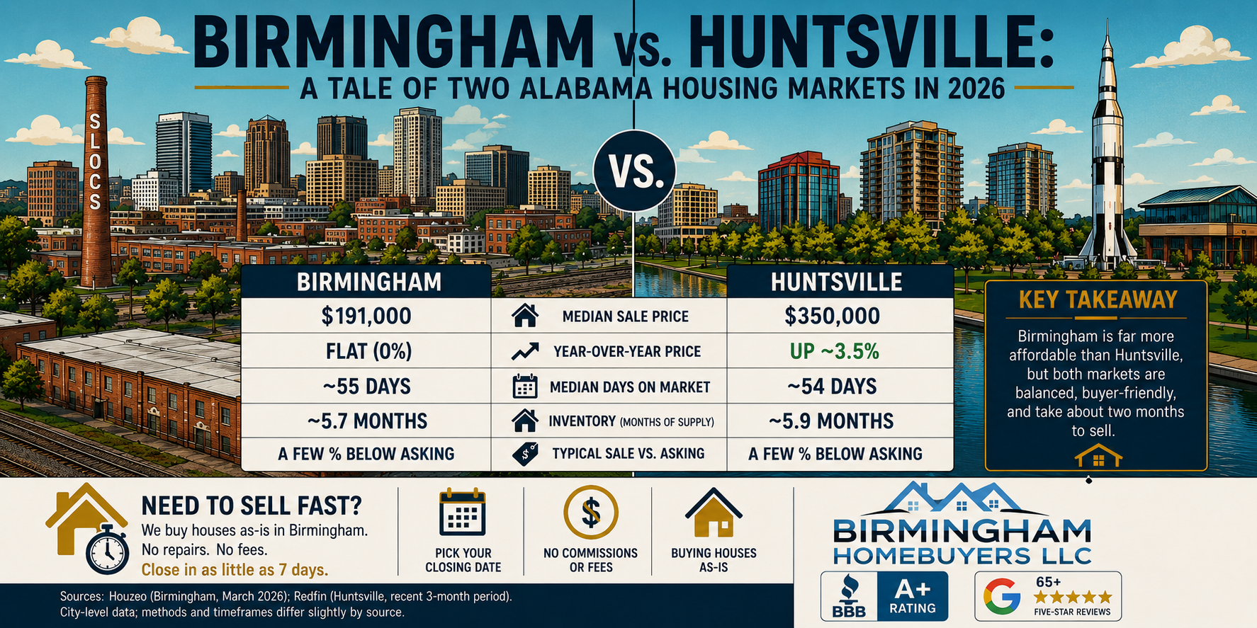 Birmingham vs Huntsville housing market 2026 comparison